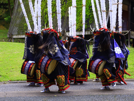 Traditional dance in Hida Folk Village, Hida, Japanの写真素材