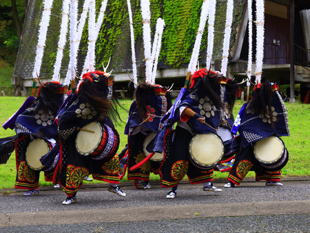 Traditional japanese dance in Hida Folk Village, Hida, Japan