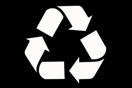 White recycling Sign on blackの写真素材