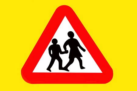 road traffic sign board for nearby school
