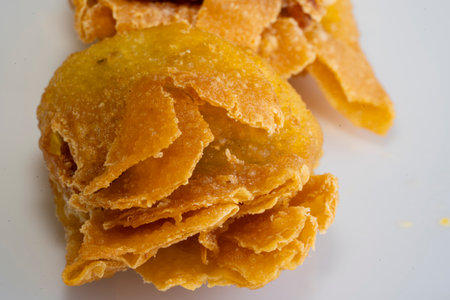 Close-up view of fried food on a white color plateの写真素材