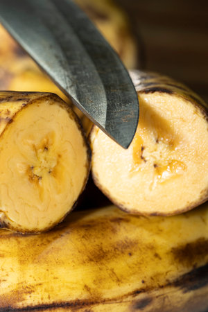 kerala yellow coloured banana riped (nenthra pazham, etha pazham)の写真素材