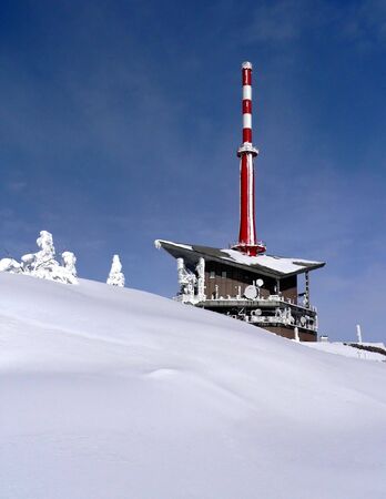 Transmitter tower on the mountain of Beskydy in Czech republicの写真素材