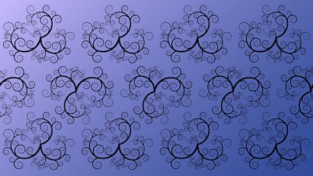 Floral ornaments on blue background, vector illustration, 16:9 sizeの写真素材