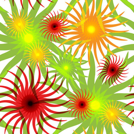 Abstract colored seamless pattern on white background with flowers. You can use it to fill your own background.のイラスト素材
