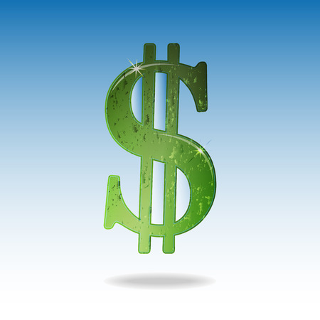 Grunge Dollar icon on blue background のイラスト素材