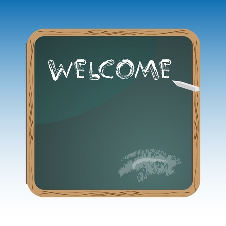 Green school table with invitation on blue background のイラスト素材