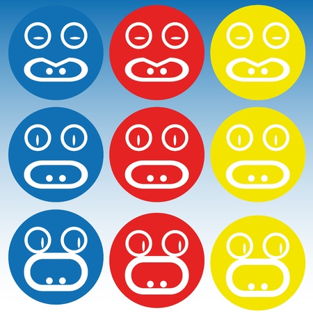 Set of emoticons. Vector illustration. Easy editable colors.のイラスト素材