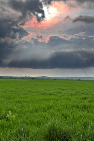 Beautiful landscape before storm with dark clouds.の写真素材