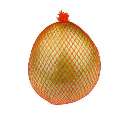 Ripe fresh pomelo fruit in package isolated on white background.の写真素材
