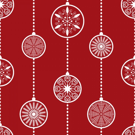 Christmas seamless, red background with white christmas balls - vector illustration  You can use it to fill your own background のイラスト素材