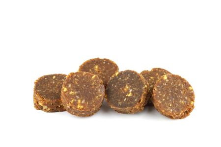 Sweet healthy diet date cookies on white background の写真素材