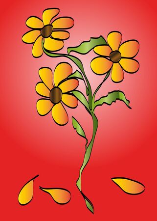Abstract flowers on red background - vector illustration のイラスト素材