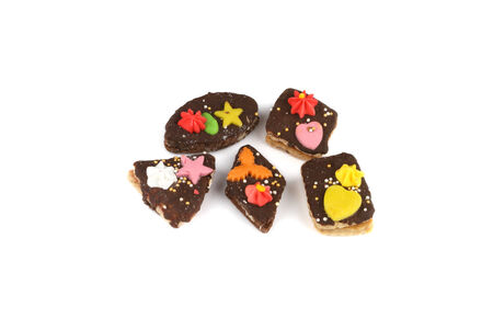 Sweet Christmas cakes on white background.の写真素材