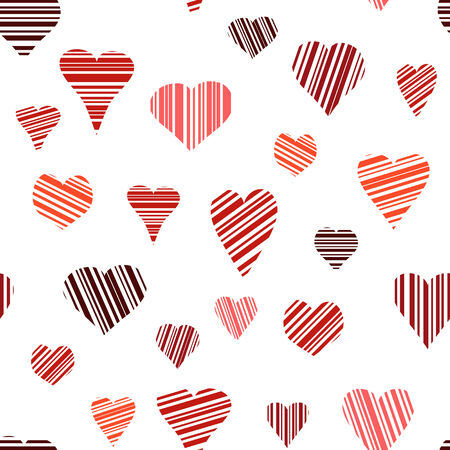 Seamless of red hearts for Valentine day on white background - vector illustration.You can use it to fill your own background.のイラスト素材