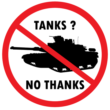 Warning sign for military tanks - Tanks ? No, thanks.のイラスト素材