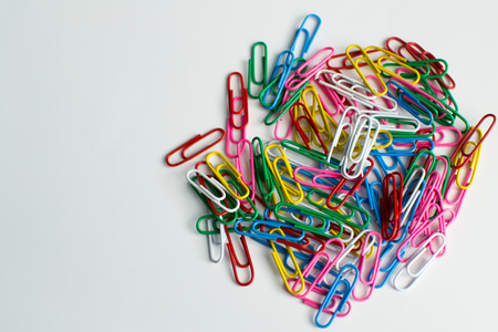 Paper clips binders and pins and coloredの写真素材