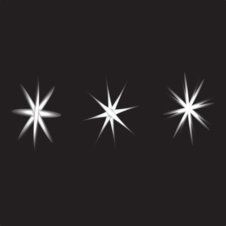 set of abstract stars on a black background, vector illustration, eps10の写真素材