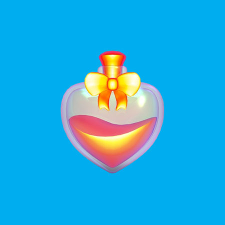 Bottle of perfume with a bow on a blue background. Vector illustration.の写真素材