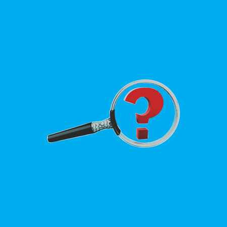 Magnifying glass with question mark on blue background. Vector illustration.の写真素材
