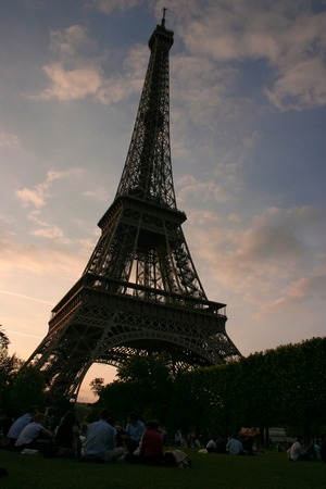 The Eiffel tower silhouette, Paris, France.の写真素材
