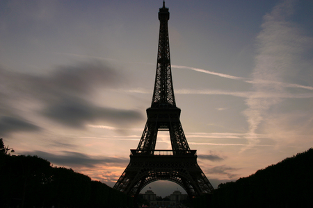 The Eiffel tower silhouette, Paris, France.の写真素材