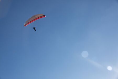 Paragliding into the sunset in Brazilの写真素材