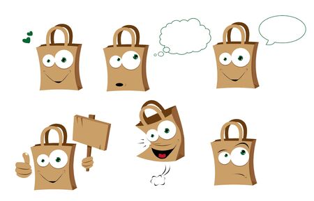 a vector cartoon representing a funny shopper bagのイラスト素材