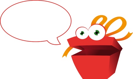 a vector cartoon representing a funny present and a balloon with copy spaceのイラスト素材