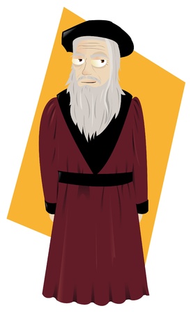 a vector cartoon representing Leonardo Da Vinciのイラスト素材