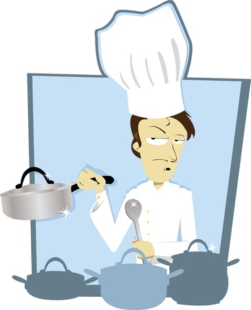 a vector cartoon representing a funny chef in a frameのイラスト素材
