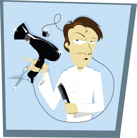 A funny vector cartoon representing a hair stylistのイラスト素材