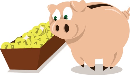 A Piggy Bank eating some coins のイラスト素材