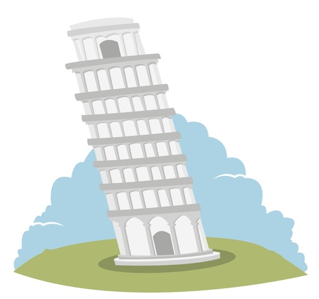 a cute vector illustration representing the leaning tower of Pisa  のイラスト素材
