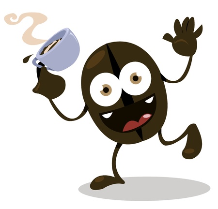 a vector cartoon representing a funny coffee bean  のイラスト素材