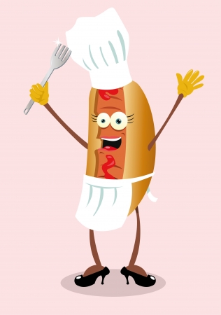 a vector cartoon representing a funny female hot dog のイラスト素材