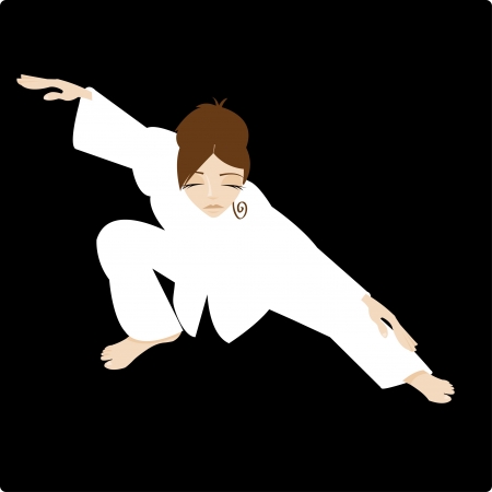 Tai Chi Woman with White Kimonoのイラスト素材