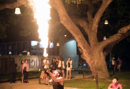 The show played with  fire at Hua Hin district province of prachuap khi Ansari Khan, country Thailand October 3, 2015のeditorial素材