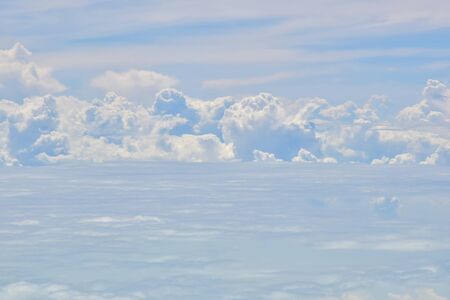 landscape look down from the airplane look see the sky and cloud beautiful