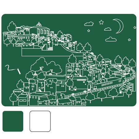 City on hill downtown landscape illustrations vector designのイラスト素材