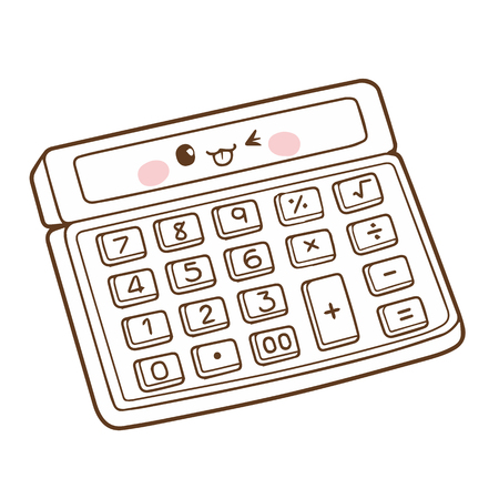 Cute Calculator cartoon character vector designのイラスト素材