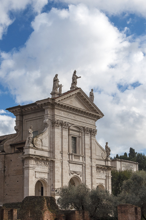 Santa Francesca Romana s travertine facadeの写真素材