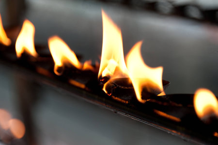fire bowls, religious burning of fire in temple in Sri Lanka 