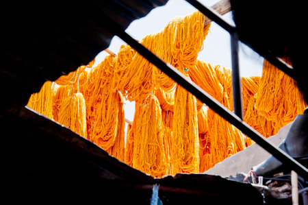 Wool colouring in Medina, Marrakech 