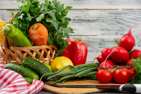 Bunch of different kinds fresh and raw vegetablesの写真素材