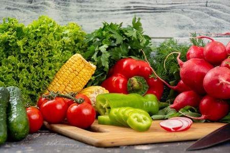Bunch of different kinds fresh and raw vegetablesの写真素材