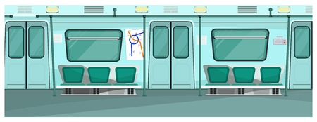 Subway vector illustration. Tube, underground, train, door, seat. Transportation concept. Can be used for topics like city transport, vehicle, railwayのイラスト素材