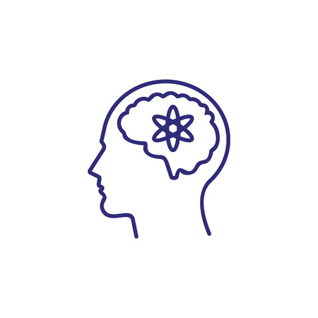 Sensible mind line icon. Head, brain, man, atom. Intelligence concept. Can be used for topics like business, science, mental activityのイラスト素材