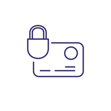 Card protection line icon. Credit card, lock, padlock. Finance concept. Can be used for topics like payment security, banking, money, transactionのイラスト素材