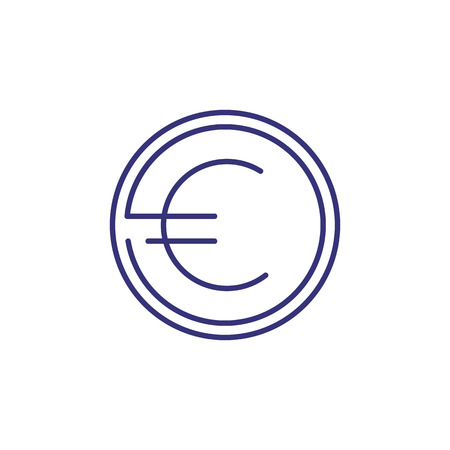 Euro coin line icon. Cash, circle, round frame. Money concept. Can be used for topics like finance management, profit, earning, European currencyのイラスト素材